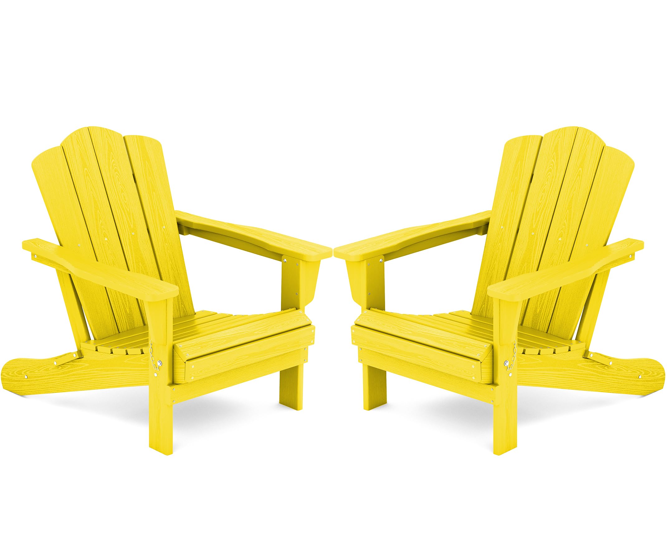 Kingyes Folding Adirondack Chair Set Of 2, Hdpe All-Weather Folding Adirondack Chair, Yellow